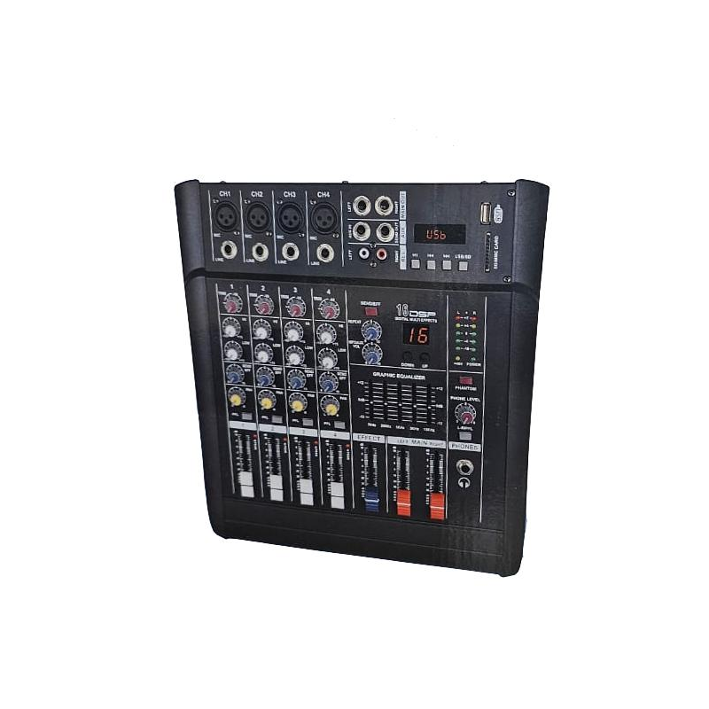Table de mixage amplifiée 4 canaux avec USB/MP3