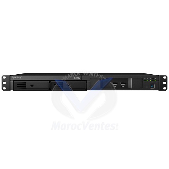Serveur NAS à Rack 1U 2 Baies  CPU 1.2 Ghz  512 Mo Ram  2 LAN Gigabit 12 To Max RS214