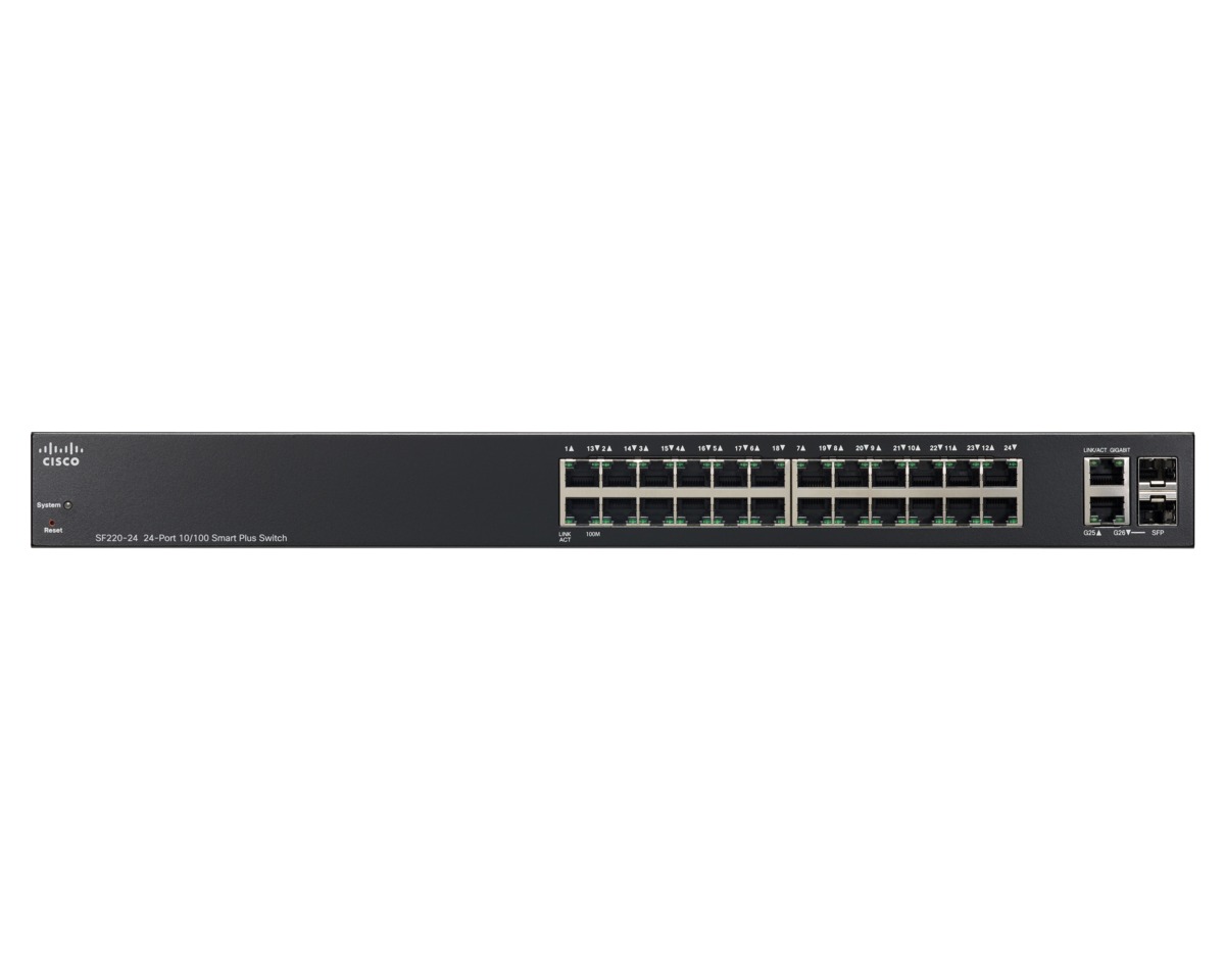 Switch 24 ports 10/100 Mbps + 2 ports Gigabit double connectique SFP