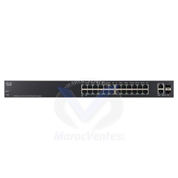 Switch 24 ports 10/100 Mbps + 2 ports Gigabit double connectique SFP SF220-24-K9-EU