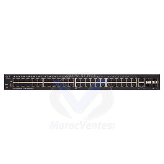 Switch manageable 48 ports 10/100 + 2 ports combinés Gigabit Ethernet 2 SFP SF250-48-K9-EU