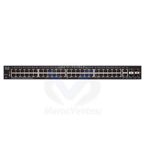 Switch 48 x 10/100 ( PoE +) + 2 x 10/100/1000 + 2 x combo SFP Gigabit + 2 x SFP Gigabit SF250-48HP-K9-UK