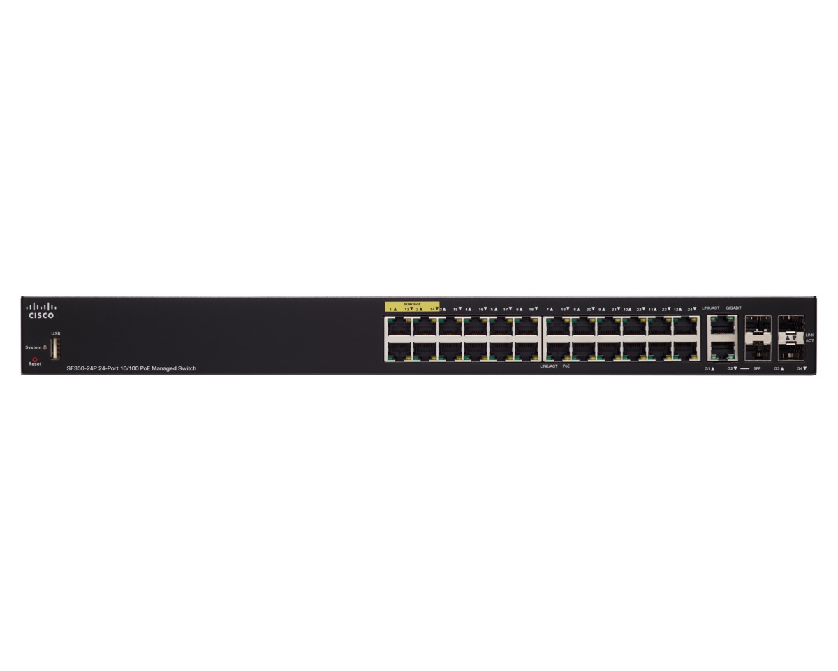Switch 24 Ports 10/100 (PoE+) + 2 x combo Gigabit Ethernet / Gigabit SFP + 2 x Gigabit SFP
