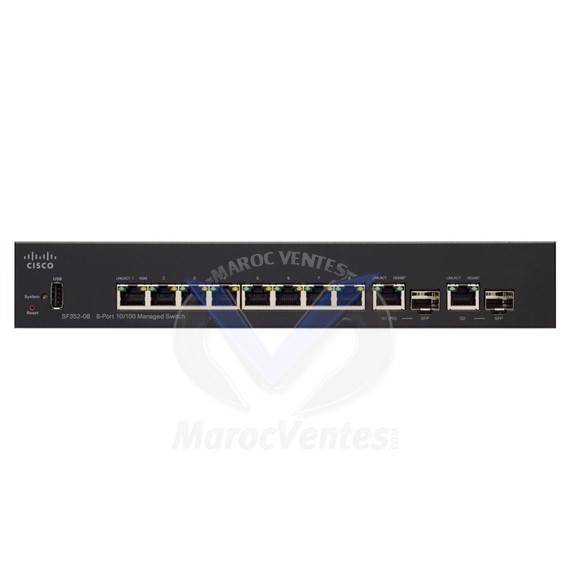 Switch 8 Ports + 2 x combo Gigabit Ethernet / Gigabit SFP SF352-08-K9-UK