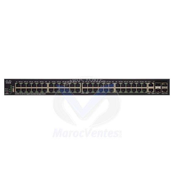 Switch 48 x 10/100/1000 (PoE+) + 2 x combo 10 gigabits SFP+ + 2 x 10 Gigabit SFP+ SG350X-48MP-K9-EU