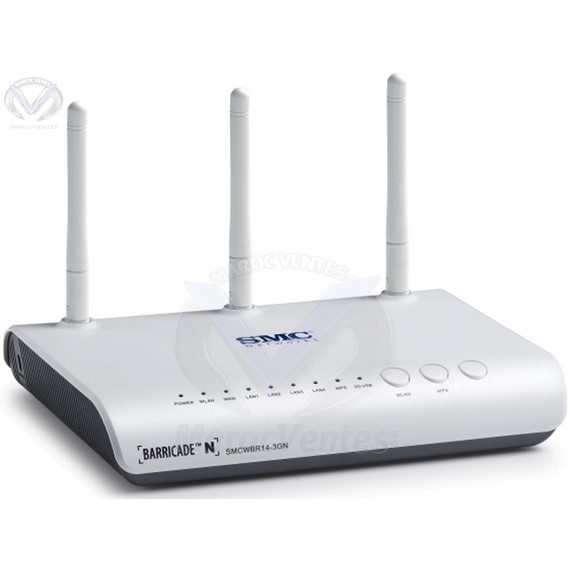 Routeur sans-fil à large bande mobile 3G 2,4 GHz 300 Mbps draft-N SMCWBR14-3GN