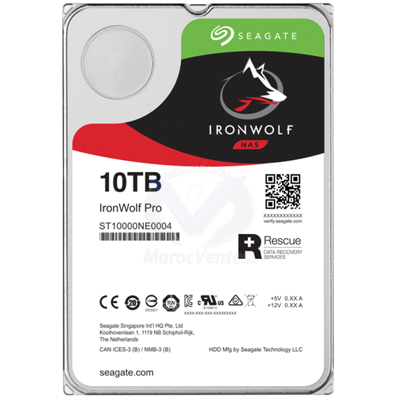 Disque Dur Interne IronWolf PRO 10 To 3.5" SATA III 256 Mo ST10000NE0004