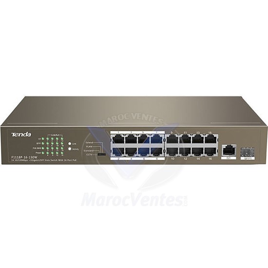 16-Ports 10/100Mbps +1 Gigabit/SFP Slots Switch Wit TEF1118P-16-150W