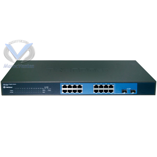 Web Switch 16 Ports 10/100/1000 Mbits VLAN 19" + 2 Slot Gbic