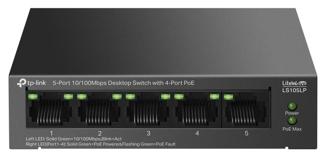 TP-LINK Switch Gigabit 5 ports  10/100/1000 Mbps avec 4 ports PoE+ LS105LP