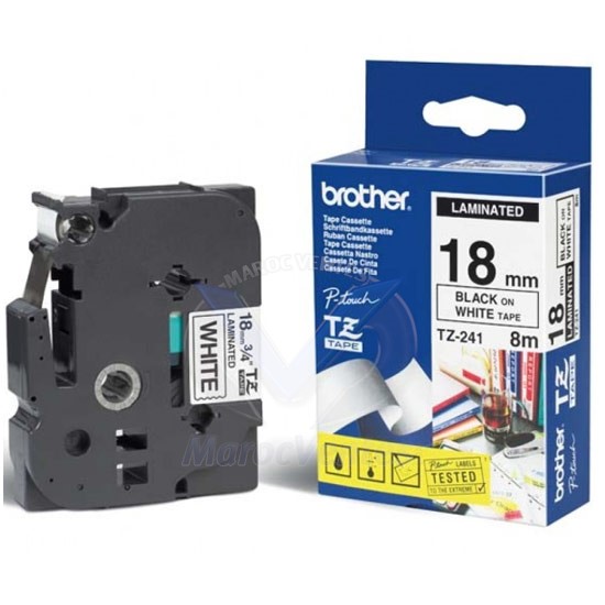 Ruban Brother P-Touch 18 mm Noir/Blanc TZE 241