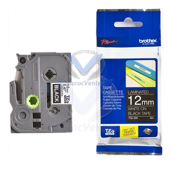 Brother Ruban Blanc/Noir 12mm-Brother Ruban Blanc/Noir 12mm
