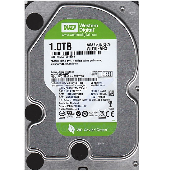 Disque dur (HDD) Sata 1 To III  64Mo WD10EARX