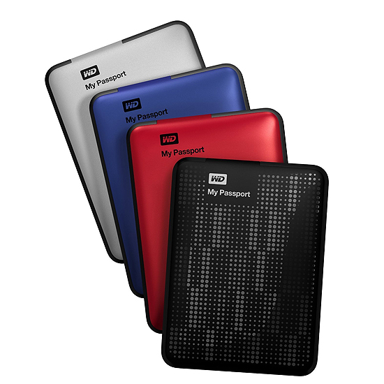 Disque Dur Externe My Passport 1 To USB 3.0-USB 2.0 Noir Rouge Bleu Argent