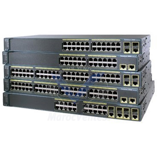Switch 22 ports 10/100 + 2 ports Gigabit double connectique SFP et ethernet 10/100/1000 Mbps WS-C2960+24PC-S