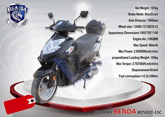Scooter Benda Noir & Gris BD50QT-15C