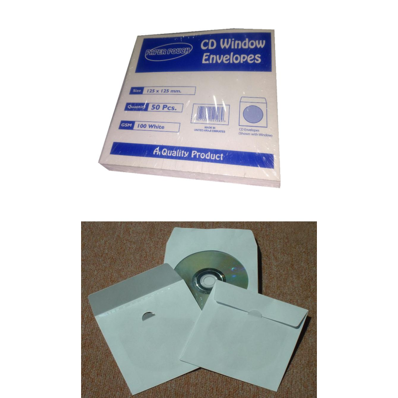 PACK DE 50 UNITÉS DE POCHETTE EN PAPIER POUR CD/DVD/BLU-RAY CD-SLEEVES-50