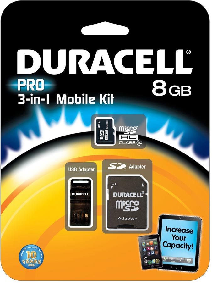 DURACELL Carte Micro SD CL10 3IN 1 8GB